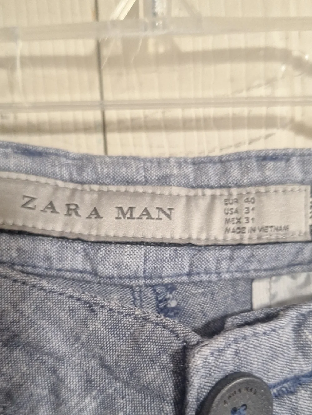 Zara Men's Chino-Style Linen Pants - 31x32 - Heathered Blue